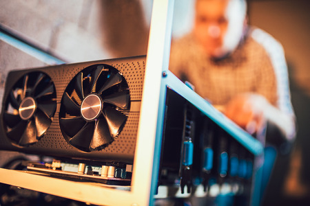 Computer with graphic cards for cryptocurrency mining