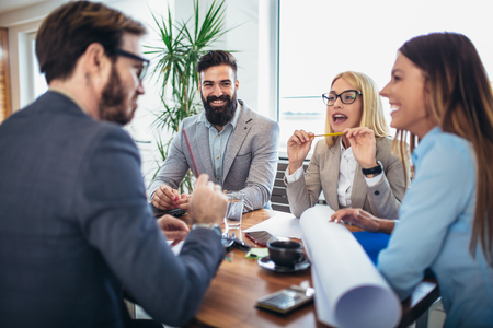 Business people working together on project and brainstorming in officeの写真素材