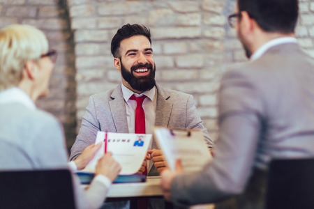 Job applicants having interviewの写真素材