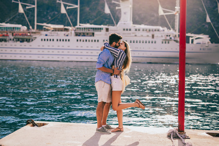Couple in love, enjoying the summer time by the sea.の写真素材
