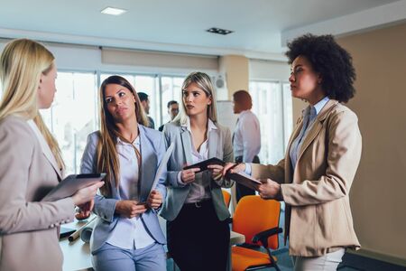 Business team of women with tablet pc computer at office.の写真素材