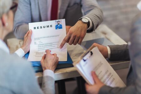 Job applicants having interviewの写真素材