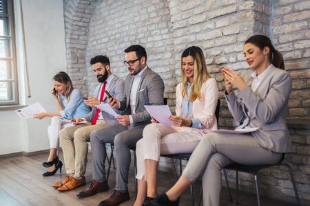 Job applicants having interview in modern officeの写真素材