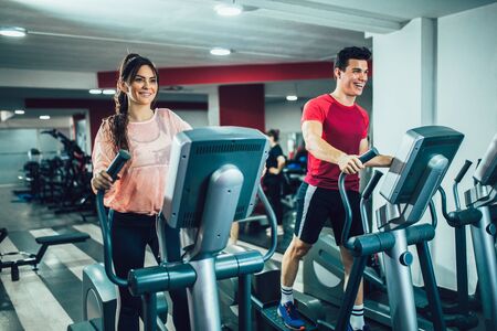 Young people training in the gym