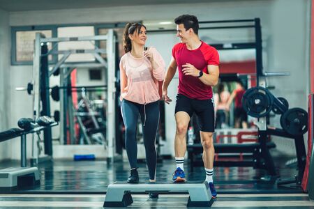 Young people training in the gym