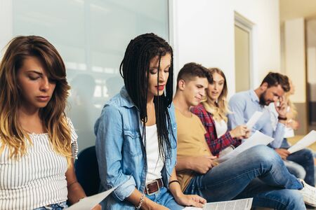 Young business people waiting for job interview