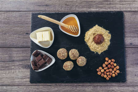 Macrobiotic healthy food. Balls from ground wheat sproutsの写真素材