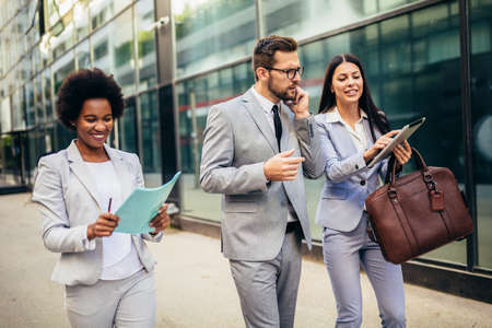Group of business team meeting outside. Employed with the boss.の写真素材