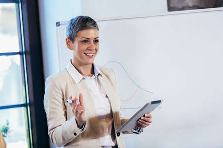 Businesswoman is making presentation for her colleagues