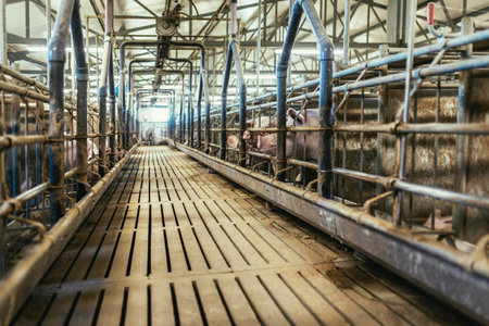 Fattening pigs on a large commercial breeding pig farm.の写真素材