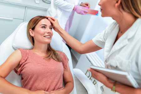 Younge doctor examining a patient.