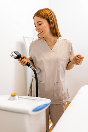 Laser epilation and cosmetology in beauty salon. Hair removal procedure.の写真素材