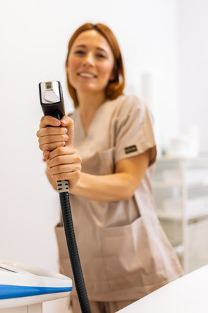Laser epilation and cosmetology in beauty salon. Hair removal procedure.の写真素材
