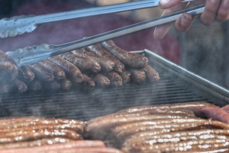 Cooking and Preparing lunch in Whitehaven Beach in the Whitsunday Islandsの写真素材
