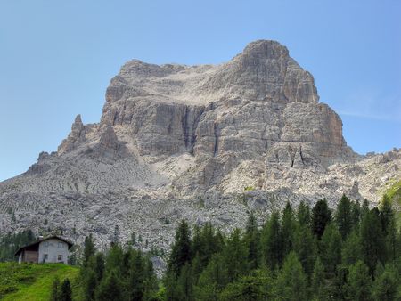 Detail of the Dolomites Mountains in Italy during Summerの写真素材