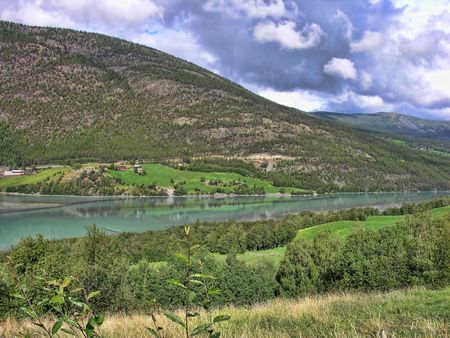 Countryside near Lillehammer, Norway, on a wet summer day