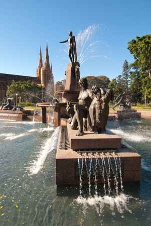 Wide Shot of Archibald Fountain in Sydney, Australiaの写真素材