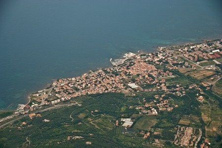 Airplane view of Tuscan Coast, Italyの写真素材