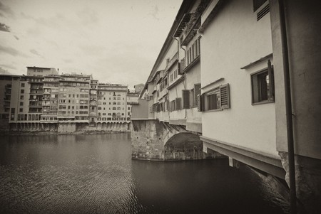 Side view of Ponte Vecchio in Florence, Italyの写真素材