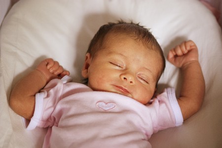 Newborn Baby Girl Behavior during her First days of Lifeの写真素材
