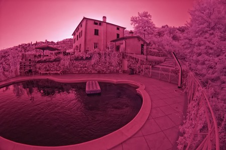 Summer at Agriturismo in Tuscany, Italy, Infrared Pictureの写真素材