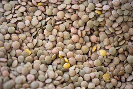 Bucket of Lentils in a Tuscan Marketの写真素材