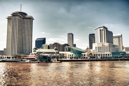 New Orleans Buildings on the Mississippi River, Louisianaの写真素材