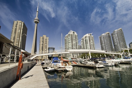 View of Toronto from a Pier, Ontario, Canadaのeditorial素材