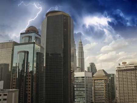 Storm over Kuala Lumpur Skyscrapers, Malaysiaのeditorial素材