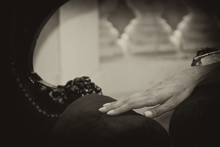 Woman Hand Touching the Armchair, Franceの写真素材