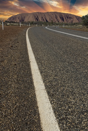 Road across Australian Outback in Northern Territoryの写真素材