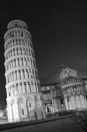 Leaning Tower of Pisa and the Domeby Night, Italyの写真素材