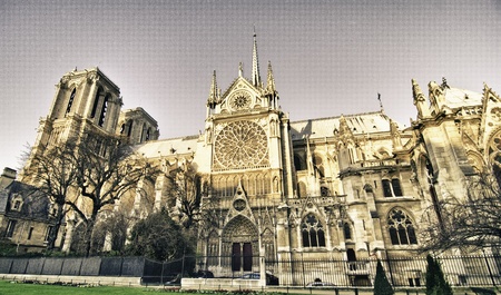 Colors of Notre Dame Cathedral in Winter, Parisの写真素材