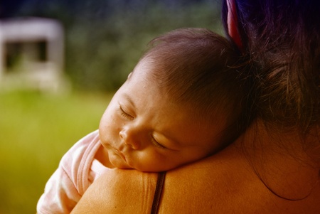 Love of a Mother for her Newborn Daughter, Italyの写真素材