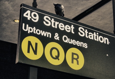 Subway Signs of New York City in Winter, U S A のeditorial素材