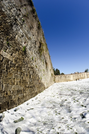 Piazza dei Miracoli in Pisa after a Snowstorm, Italyの写真素材