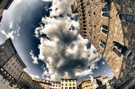 Architectural detail of Piazza della Signoria in Florence, Italyの写真素材