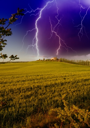Farm house in the Tuscany region of Italy, Spring Seasonの写真素材