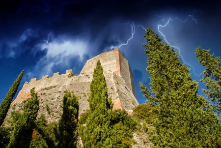 Old Medieval Castle with Vegetation and Sky, Tuscany