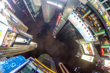 NEW YORK - MARCH 8: Illuminated facades of Broadway theaters on March 8, 2011 in Times Square, USAのeditorial素材
