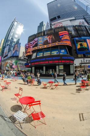 NEW YORK - MAR 10: Times Square with its gigantic signs. Times Square is a very popular tourist attraction year round, March 10, 2010 in New Yorkのeditorial素材