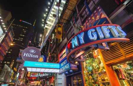 NEW YORK - MAR 12: Times Square is featured with Buildings and led signs as a symbol of New York City and the United States. March 12, 2010 in New York Cityのeditorial素材