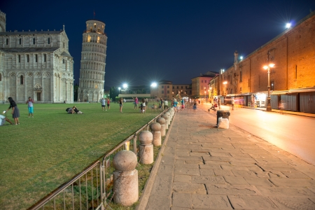 Street in front of Miracles Square with Tourists - Pisaの写真素材