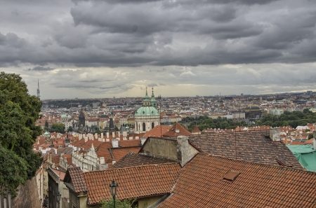 Beautiful Aerial view of Ancient Prague in summer season - Czech Republicの写真素材