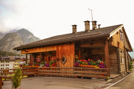 Typical Home of Dolomites - Italian Mountains - Europeのeditorial素材