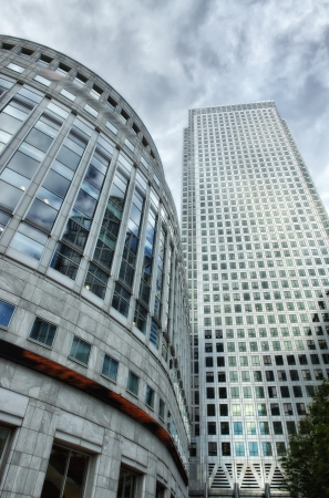 Canary Wharf financial district buildings in London - UKのeditorial素材