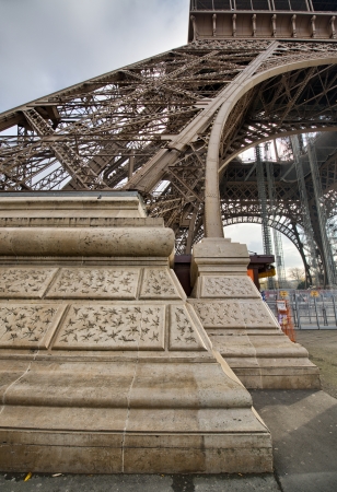 Eiffel Tower Pylon and bottom, street level view.の写真素材