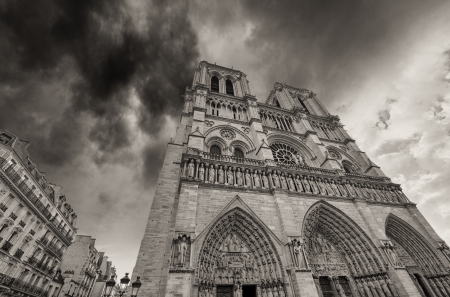 Paris  Beautiful view of Notre Dame Cathedral の写真素材