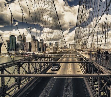 Brooklyn Bridge view in New York Cityのeditorial素材