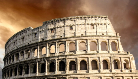 The Colosseum in Rome with Dramatic sky - Italyの写真素材